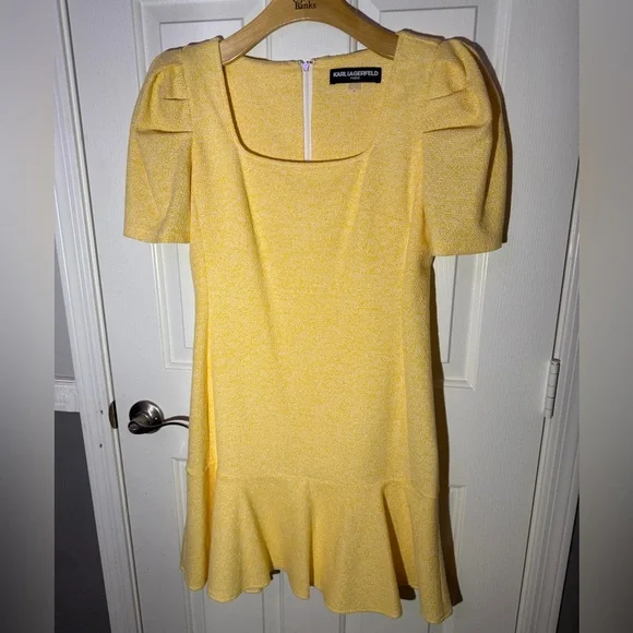 Karl Lagerfeld Yellow Puff Sleeve Mini Dress - Picture 5 of 11